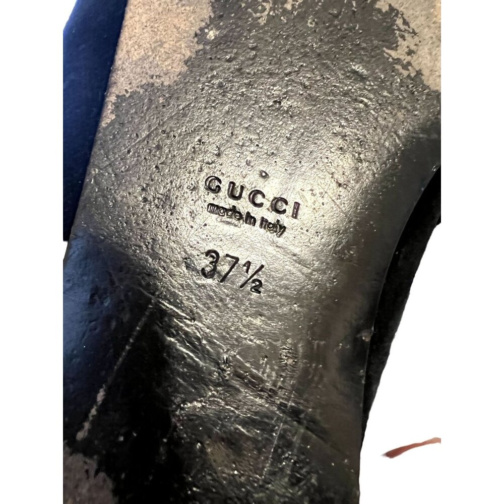 GUCCI Lawrence Princetown Slides Mules Snake Black Velvet Women's Size 37.5 Exce - Picture 9 of 12